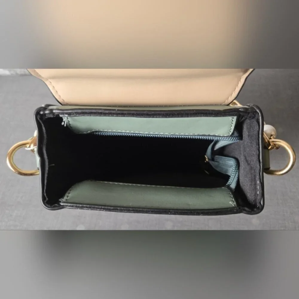 Chic Cat Design Green and Cream Crossbody / Handbag